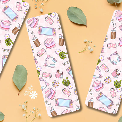 Cute Cozy Gamer Bookmark / Girlie Gamer Bookish Bookmark / Book Lover Gift / Bookish Merch / Girly Reader / Reading Lover