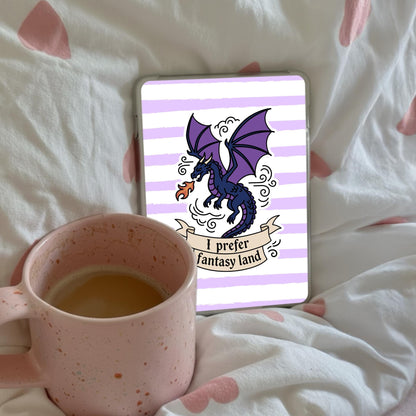 I Prefer Fantasy Land Insert / Physical Product / Bookish Kindle Insert / Book Lover Gift / Bookish Merch / Dragon Reader / Reading Lover