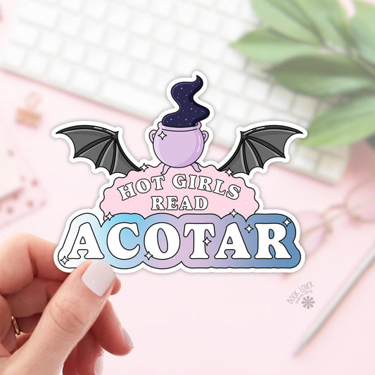 Hot Girls Read Acotar Stickers / Bookish Stickers / Book Lover Gift / Bookish Merch / Kindle Sticker / Acotar Reader / Reading Lover