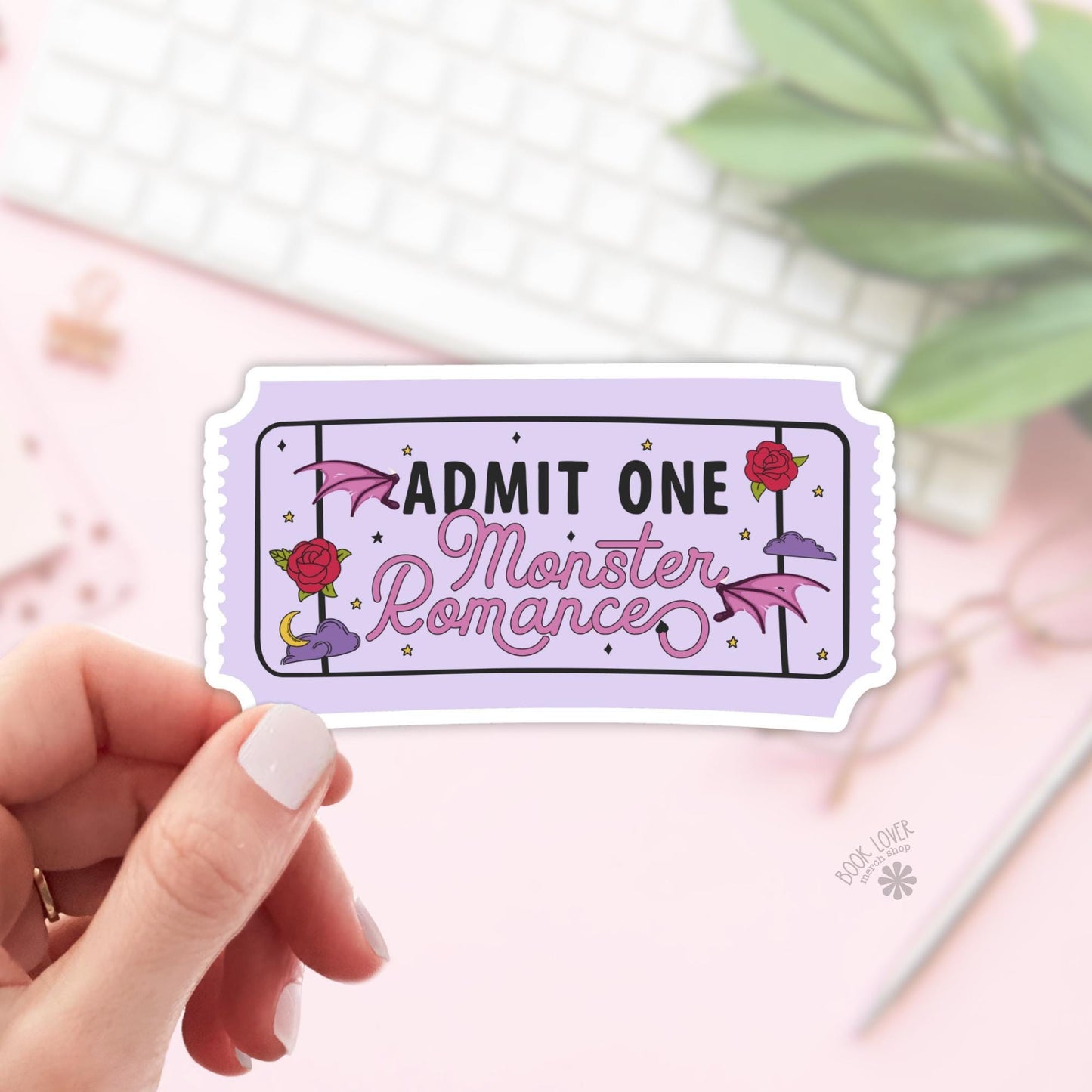 Admit One Monster Romance Ticket Stickers / Bookish Stickers / Book Lover Gift / Bookish Merch / Kindle Sticker / Smut Reader