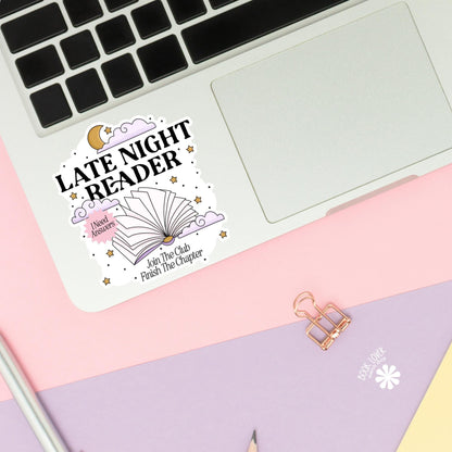 Late Night Reader Stickers / Bookish Stickers / Book Lover Gift / Bookish Merch / Kindle Sticker / Smut Reader / Reading Lover / E-Reader