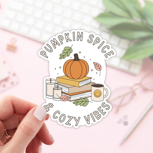 Pumpkin Spice and Cozy Vibes Stickers / Bookish Stickers / Book Lover Gift / Bookish Merch / Kindle Sticker / Smut Reader / Reading Lover