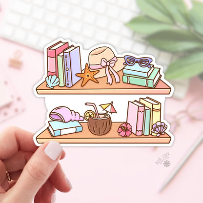 Summer Shelfs Stickers / Beach bookshelf Bookish Stickers / Book Lover Gift / Bookish Merch / Kindle Sticker / Reading Lover / E-Reader
