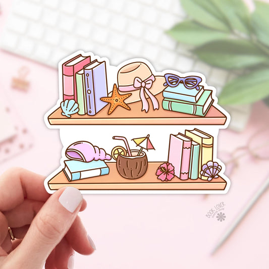 Summer Shelfs Stickers / Beach bookshelf Bookish Stickers / Book Lover Gift / Bookish Merch / Kindle Sticker / Reading Lover / E-Reader