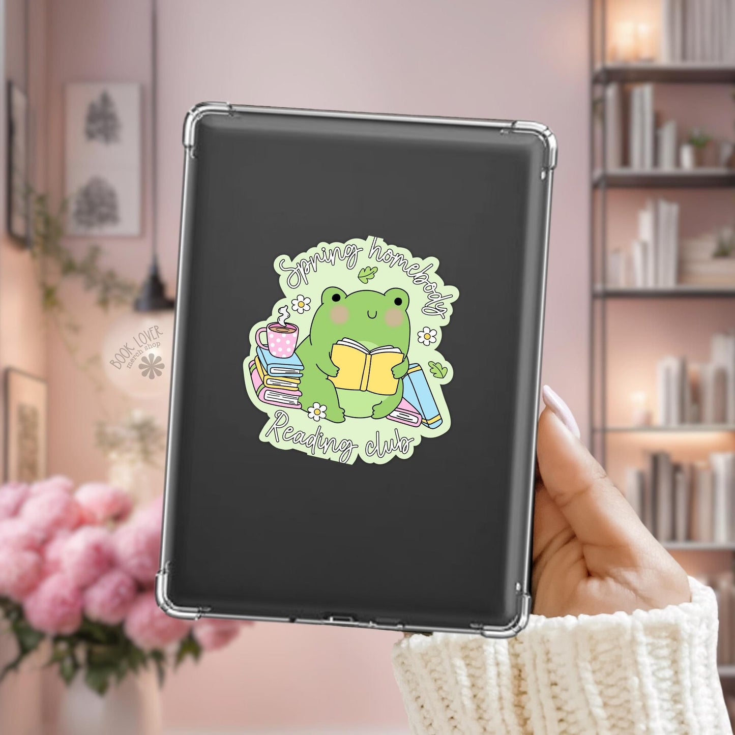 Spring Homebody Reading Club Stickers / Bookish Frog Stickers / Book Lover Gift / Bookish Merch / Kindle Sticker / Reading Lover / E-Reader