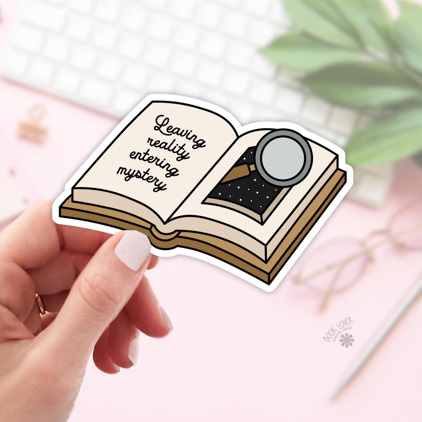 Leaving Reality Entering Mystery Stickers / Bookish Stickers / Book Lover Gift / Bookish Merch / Kindle Sticker / Mystery Reader / Reading
