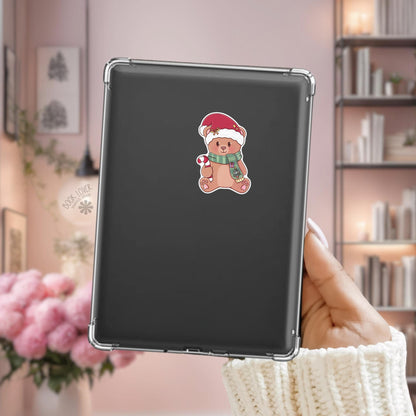 Teddy Bear Christmas Kindle sticker on desk, bookish decal