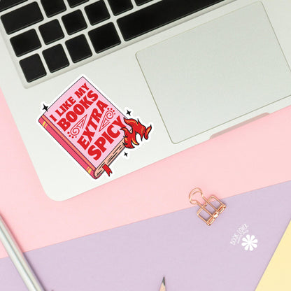 I Like My Books Extra Spicy Sticker / Bookish Stickers / Book Lover Gift / Bookish Merch / Kindle Sticker / Smut Reader / Reading Lover