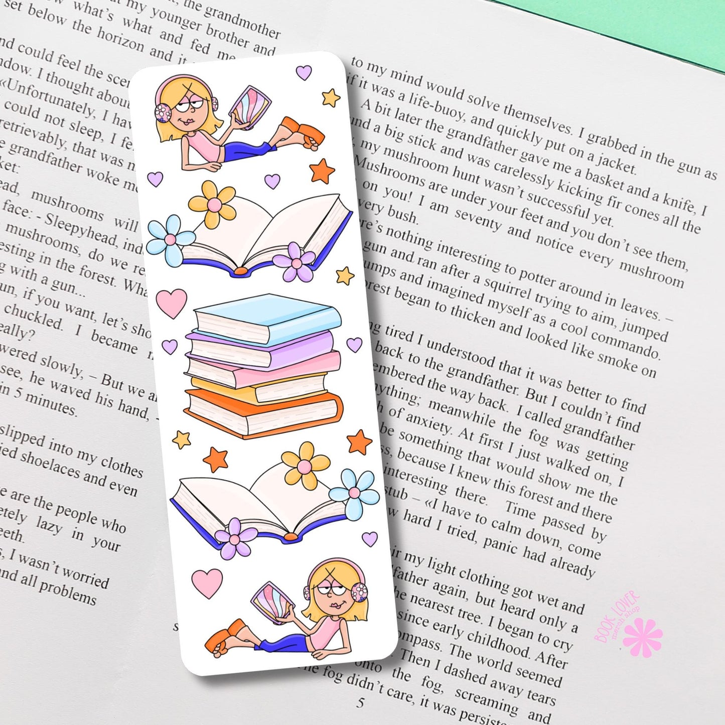 Bookish Girl Bookmark / Bookish Bookmark / Book Lover Gift / Bookish Merch / Reading Lover / Flowers