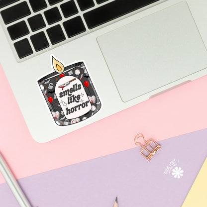 Smells Like Horror Candle Stickers / Bookish Stickers / Book Lover Gift / Bookish Merch / Kindle Sticker / Horror Reader / Reading Lover