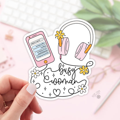 Busy Woman Stickers / Bookish Stickers / Book Lover Gift / Bookish Merch / Kindle Sticker / Smut Reader / Reading Lover / E-Reader