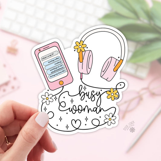 Busy Woman Stickers / Bookish Stickers / Book Lover Gift / Bookish Merch / Kindle Sticker / Smut Reader / Reading Lover / E-Reader