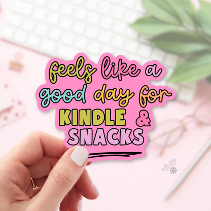 Reading Snacks bookish sticker, vinyl die cut, cozy reader gift