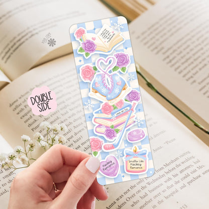 Hockey Romance Girlie Bookish Bookmark / Winter Bookish Bookmark / Book Lover Gift / Bookish Merch / Smut Reader / Reading Lover