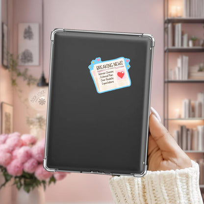 Breaking News Kindle sticker on desk, bookish decal