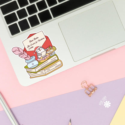 Bookish Christmas Penguin Stickers / Bookish Stickers / Book Lover Gift / Bookish Merch / Kindle Sticker / Reading Lover