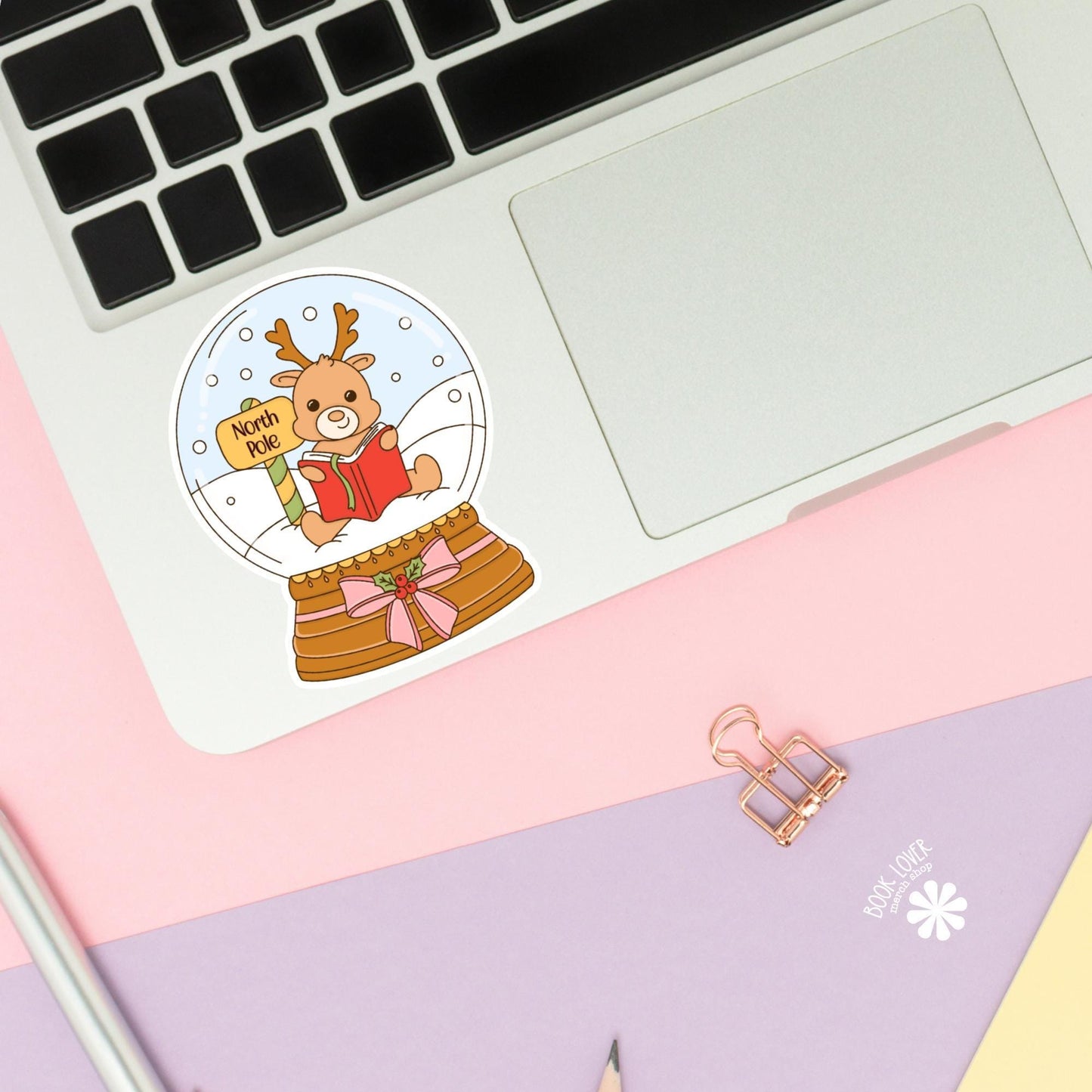 Reindeer Snow Globe Stickers / Bookish Christmas Stickers / Book Lover Gift / Bookish Merch / Kindle Sticker / Reading Lover
