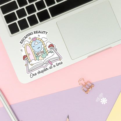 Escaping Reality One Chapter At A Time Stickers / Bookish Stickers / Book Lover / Bookish Merch / Kindle Sticker / Reading Lover / E-Reader