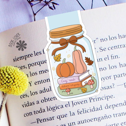 Bookish Fall Jar Magnetic Bookmark / Autumn Bookish Bookmark / Book Lover Gift / Bookish Merch / Cozy Reader / Reading Lover