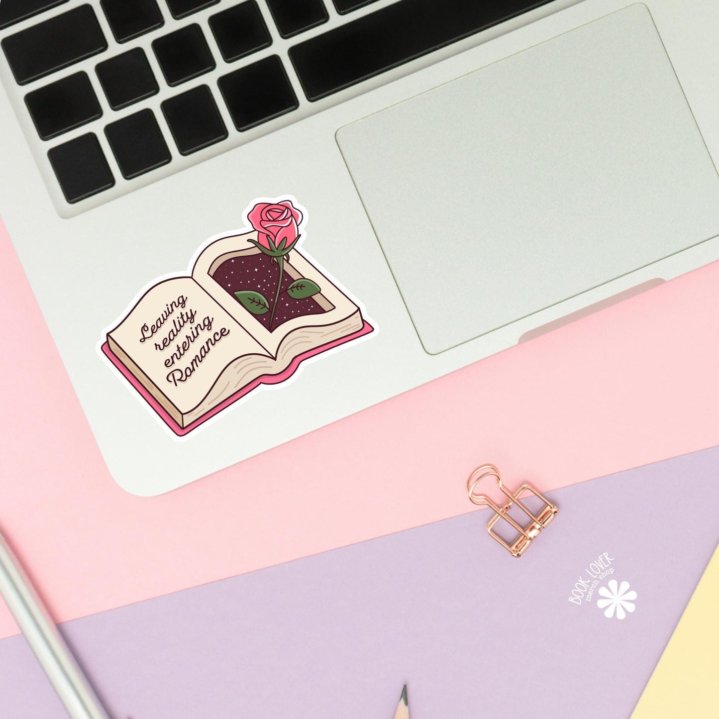 Leaving Reality Entering Romance Stickers / Bookish Stickers / Book Lover Gift / Bookish Merch / Kindle Sticker / Romance Reader