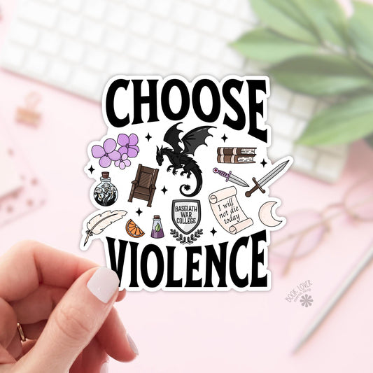 Choose Violence Stickers / Bookish Stickers / Book Lover Gift / Bookish Merch / Kindle Sticker / Smut Reader / Reading Lover / E-Reader