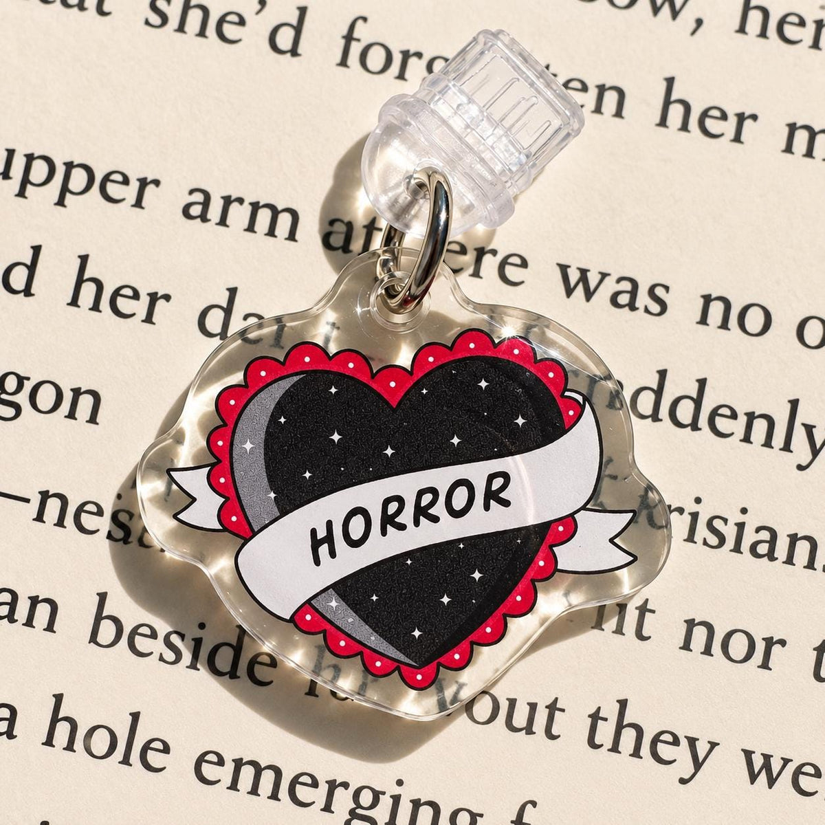 Horror Reader USB C dust plug, Kindle charm, view 2