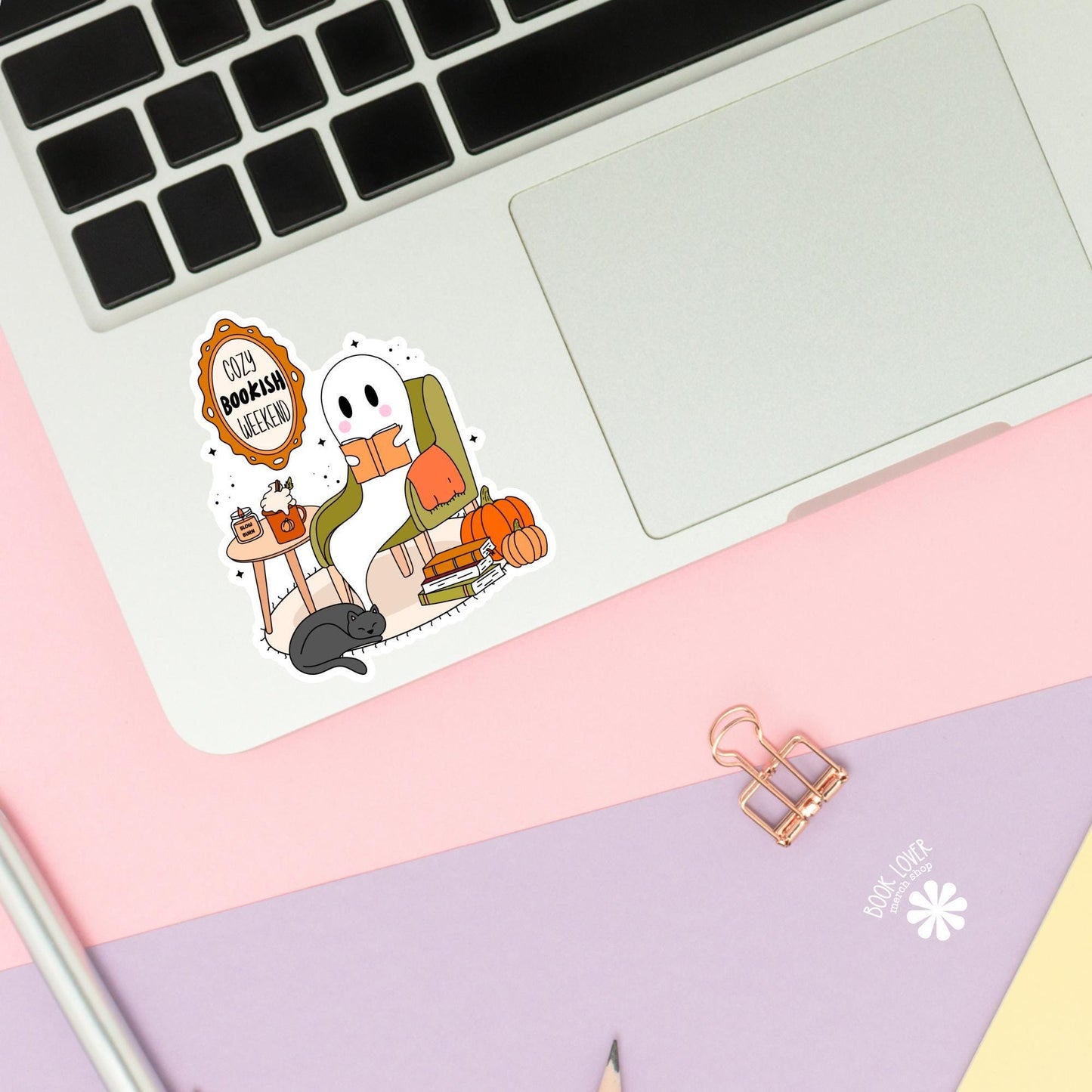 Cozy Bookish Weekend Stickers / Halloween Ghost Bookish Stickers / Book Lover Gift / Bookish Merch / Kindle Sticker / Reading Lover