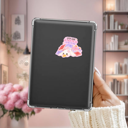 TBR Pile Duck Kindle sticker on desk, bookish decal