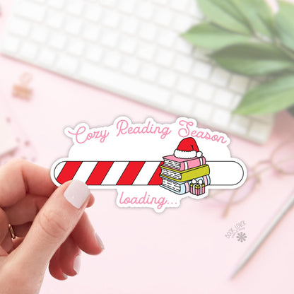 Christmas Reading Season Loading Stickers / Holiday Bookish Stickers / Book Lover Gift / Bookish Merch / Kindle Sticker / Reading Lover