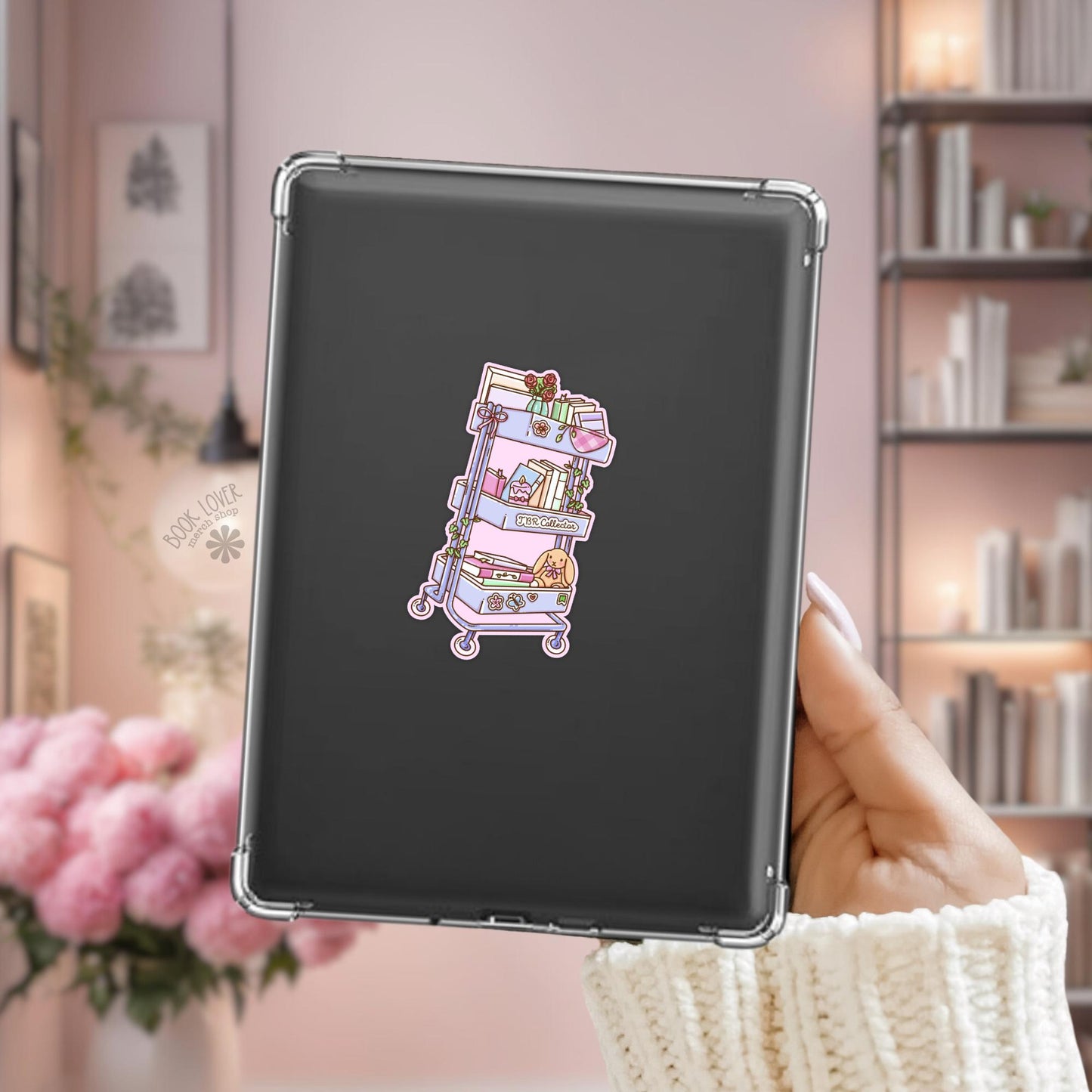 TBR Collector Sticker: Bookish Shelf Cart / Romance Reader / Kindle Accessories