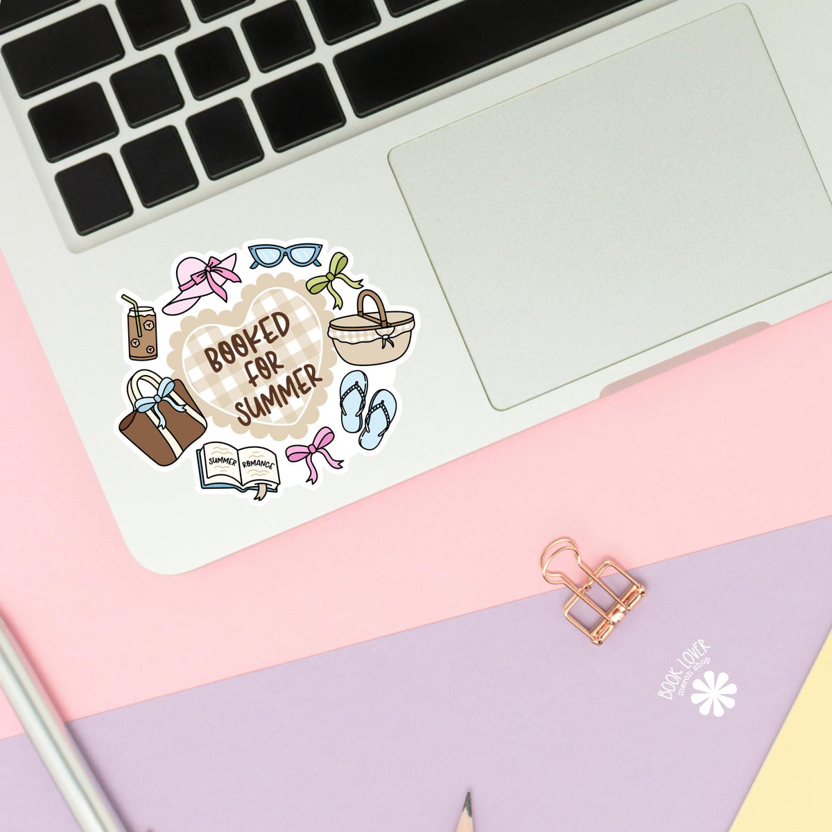 Booked for Summer Stickers / Bookish Stickers / Book Lover Gift / Bookish Merch / Kindle Sticker / Romance Reader / Beach Reading Lover