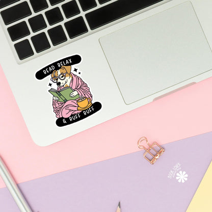 Read Relax & Ruff Ruff Dog Stickers / Bookish Stickers / Book Lover Gift / Bookish Merch / Kindle Sticker / Smut Reader / Reading Lover