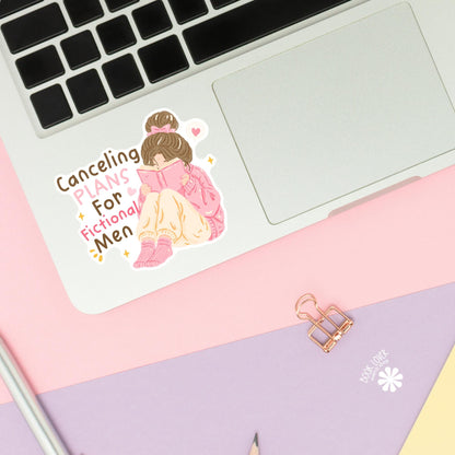 Cancelling plans sticker close up, matte finish, book lover vinyl decal