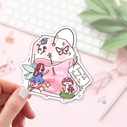 Fairy Tale Reader Tea Sticker / Fairycore Tea Bag / Bookish Fairy / Fantasy Reader Gift / Kawaii Tea Sticker / Cozy Reading / Kindle Decal