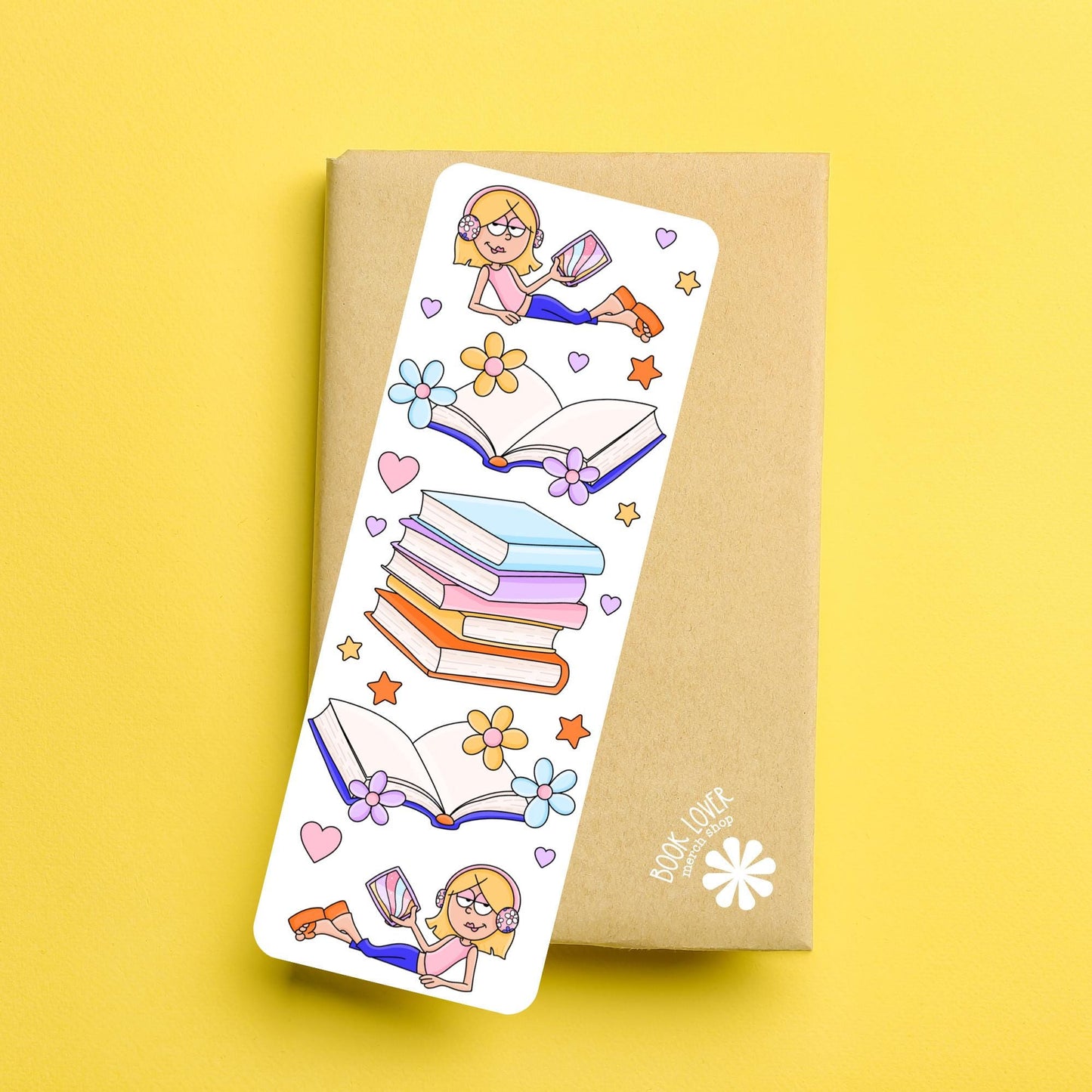 Bookish Girl Bookmark / Bookish Bookmark / Book Lover Gift / Bookish Merch / Reading Lover / Flowers