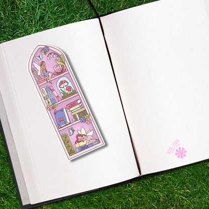 Pink Fairy Tale Bookshelf Bookmark: Magical Bookish Reading Lover Gift