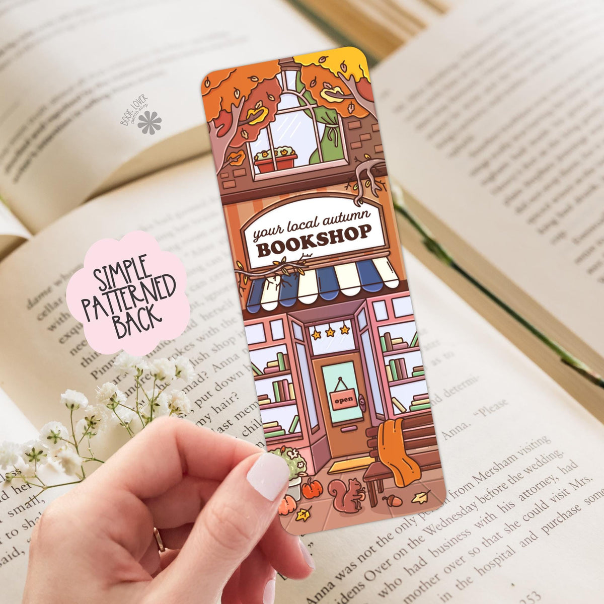 Cozy Fall Bookstore Bookmark / Autumn Bookshop Reading Accessory for Book Lovers