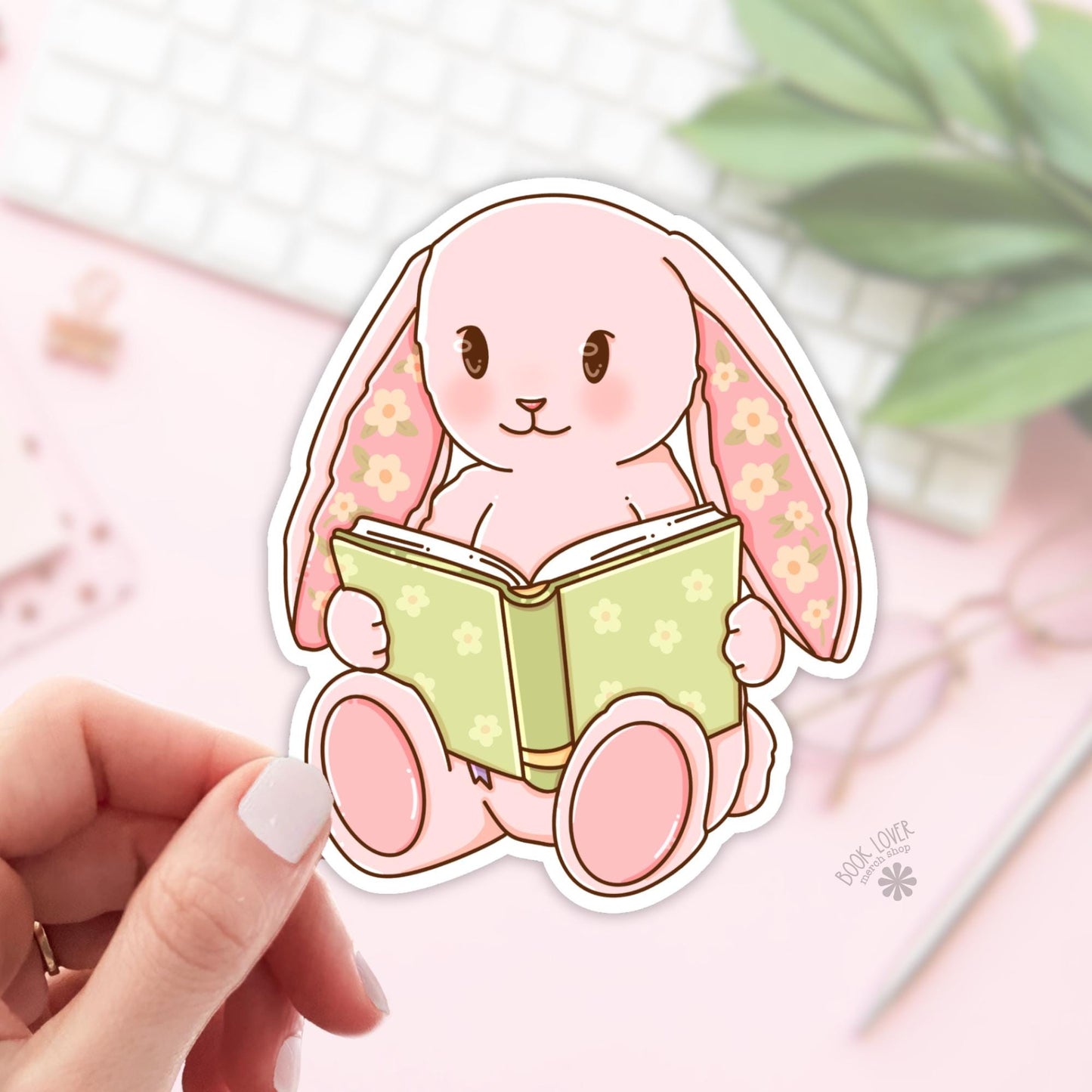 Sweet Bunny Reads Stickers / Cozy Bookish Stickers / Book Lover Gift / Bookish Merch / Kindle Sticker / Reading Lover / E-Reader