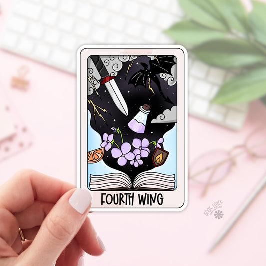 Dragon Reading Stickers / Fourth Wing Inspired Tarot Card / Bookish Stickers / Book Lover Gift / Bookish Merch / Kindle Sticker