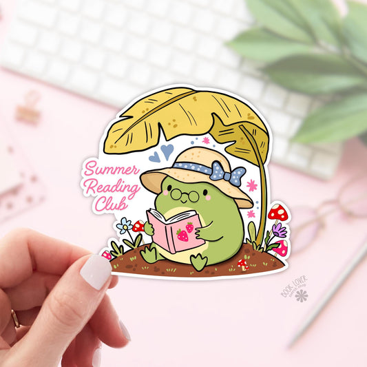 Summer Reading Club Frog Stickers / Bookish Stickers / Book Lover Gift / Bookish Merch / Kindle Sticker / Reading Lover / E-Reader