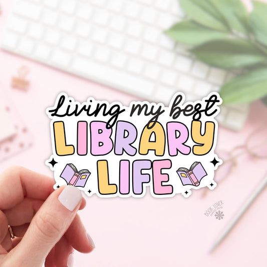 Living My Best Library Life Stickers / Bookish Stickers / Book Lover Gift / Bookish Merch / Kindle Sticker / Smut Reader / Reading Lover
