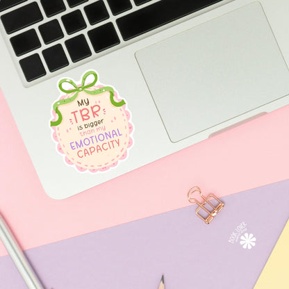 TBR emotional capacity vinyl sticker, bookish decal for readers
