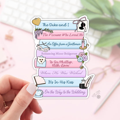Bridgerton Book Stack Stickers / Bookish Stickers / Book Lover Gift / Bookish Merch / Kindle Sticker / Romance Reader / Reading Lover