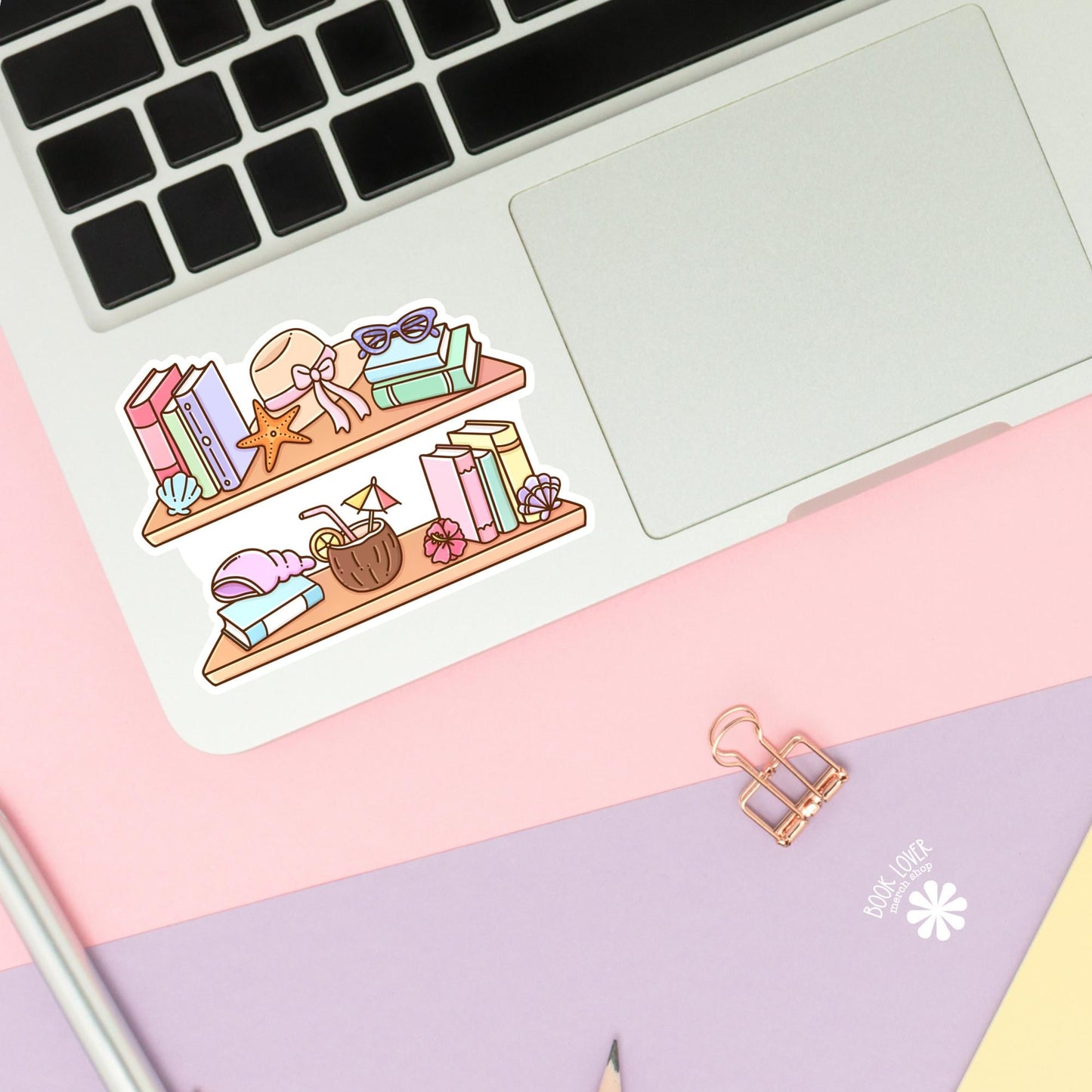 Summer Shelfs Stickers / Beach bookshelf Bookish Stickers / Book Lover Gift / Bookish Merch / Kindle Sticker / Reading Lover / E-Reader
