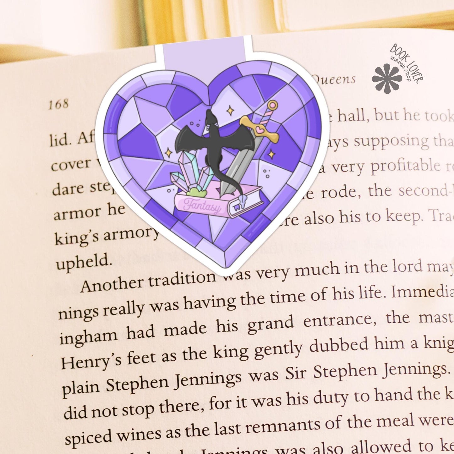 Fantasy Stained Glass Heart Magnetic Bookmark / Bookish Bookmark / Book Lover Gift / Bookish Merch / Fantasy Reader / Reading Lover