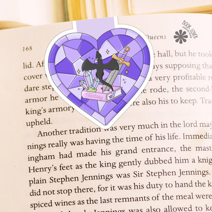 Fantasy Stained Glass Heart Magnetic Bookmark / Bookish Bookmark / Book Lover Gift / Bookish Merch / Fantasy Reader / Reading Lover