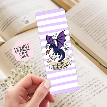 I prefer Fantasy Land Bookmark / Romantasy Bookish Bookmark / Book Lover Gift / Bookish Merch / Dragon Reader / Reading Lover