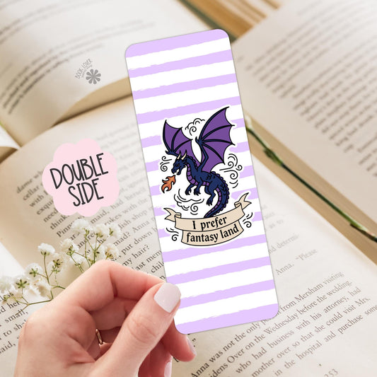 I prefer Fantasy Land Bookmark / Romantasy Bookish Bookmark / Book Lover Gift / Bookish Merch / Dragon Reader / Reading Lover