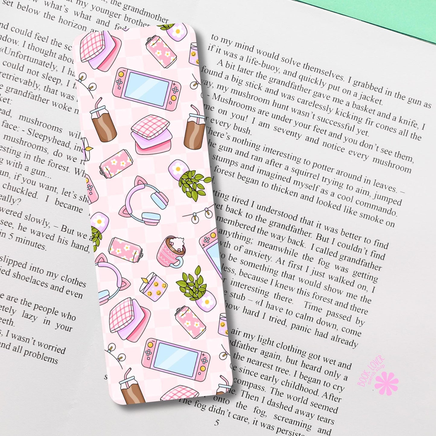 Cute Cozy Gamer Bookmark / Girlie Gamer Bookish Bookmark / Book Lover Gift / Bookish Merch / Girly Reader / Reading Lover