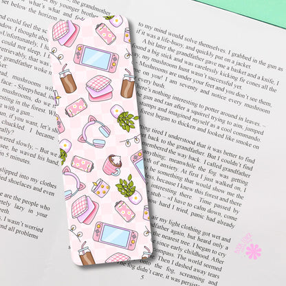 Cute Cozy Gamer Bookmark / Girlie Gamer Bookish Bookmark / Book Lover Gift / Bookish Merch / Girly Reader / Reading Lover